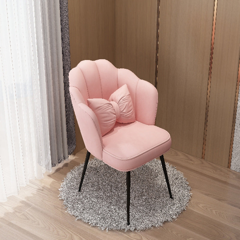 Scandinavian Dining Chair Solid Back Side Chair with 4 Metal Legs for Home Use