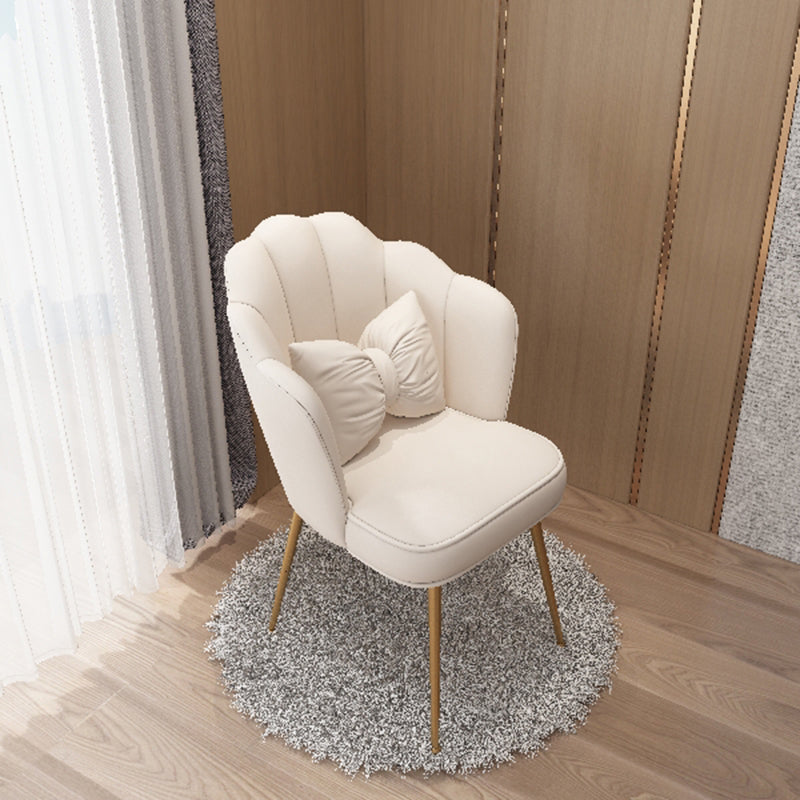 Scandinavian Dining Chair Solid Back Side Chair with 4 Metal Legs for Home Use