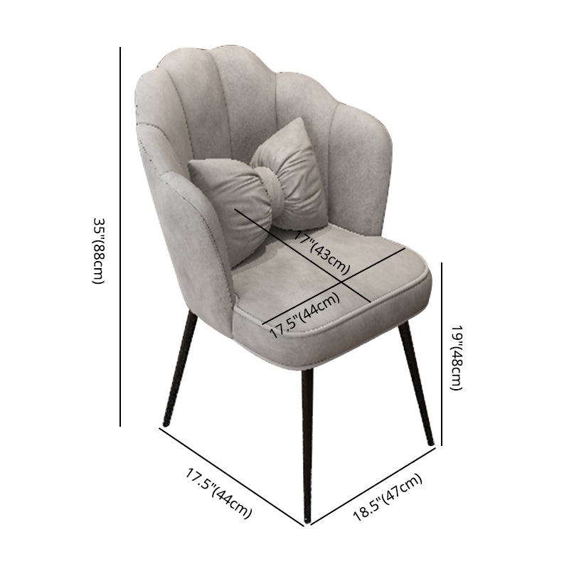 Scandinavian Dining Chair Solid Back Side Chair with 4 Metal Legs for Home Use