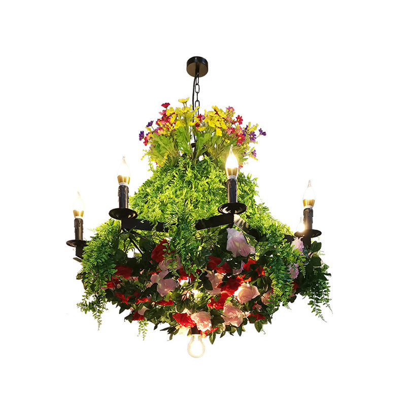 12 Bulbs Candle Pendant Chandelier Industrial Green Metal LED Plant Suspension Lighting Fixture