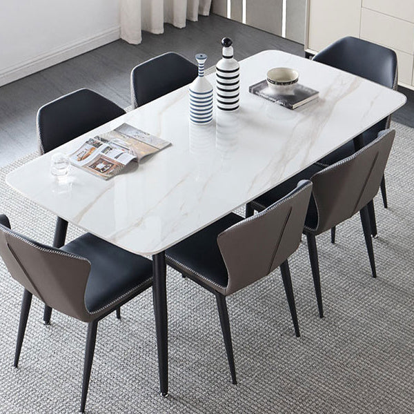 Sintered Stone Modern Dining Table Rectangle Table with 4 Legs for Home
