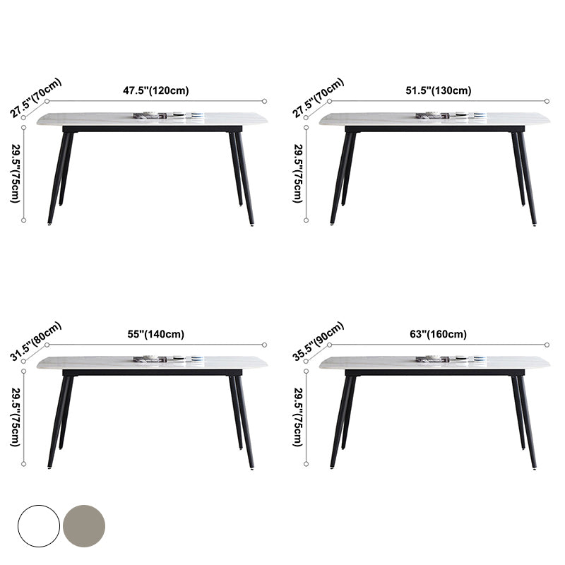 Sintered Stone Modern Dining Table Rectangle Table with 4 Legs for Home