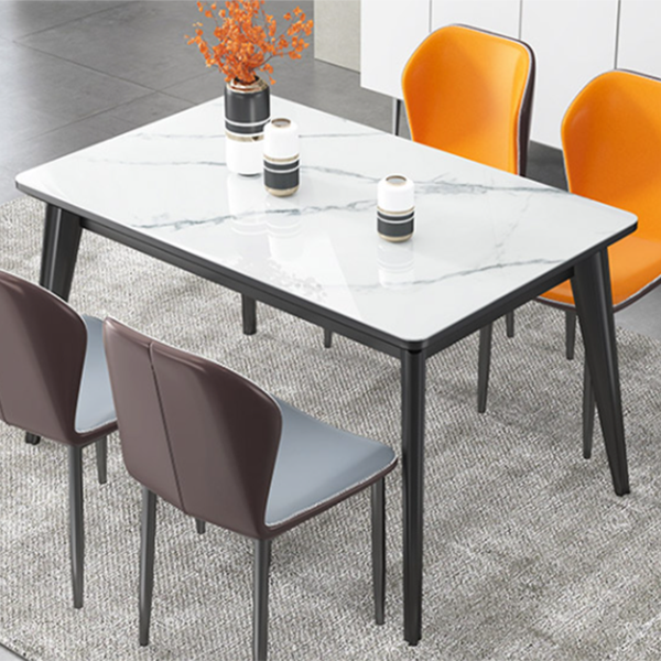 Rechteck Grauston -Esstisch gesinterte Steintisch modern mit 4 Beinen Sockel