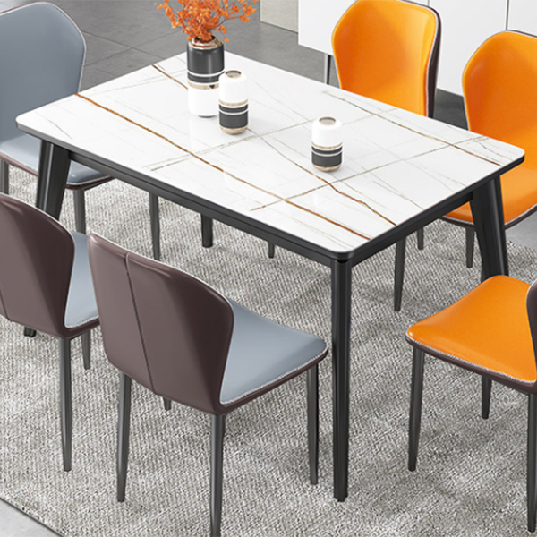 Rechteck Grauston -Esstisch gesinterte Steintisch modern mit 4 Beinen Sockel