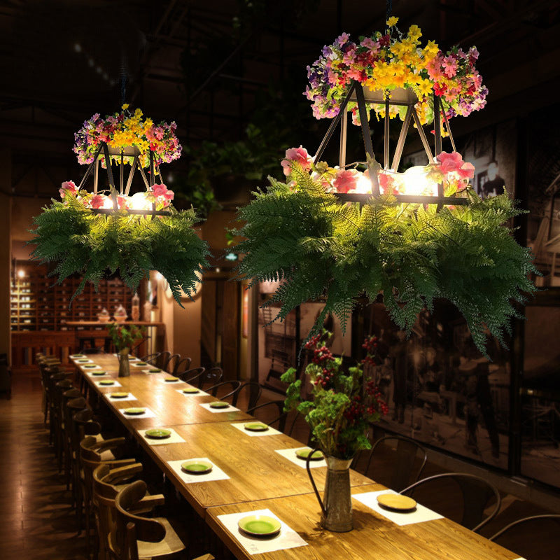 Plant végétal lustre pendant Light Vintage Metal 5 lumières LED Restaurant lampe à goutte