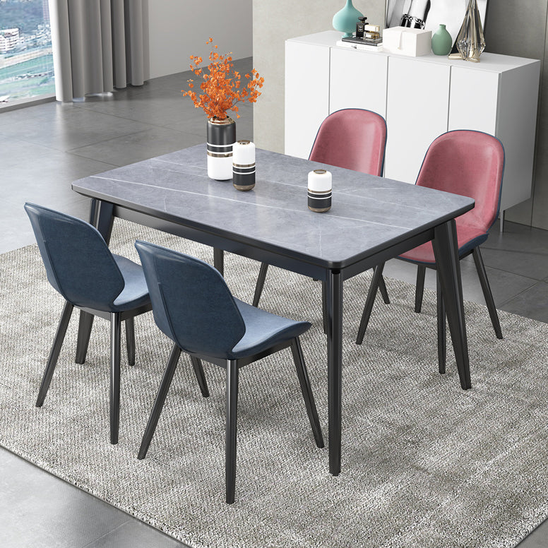 Rechteck Grauston -Esstisch gesinterte Steintisch modern mit 4 Beinen Sockel