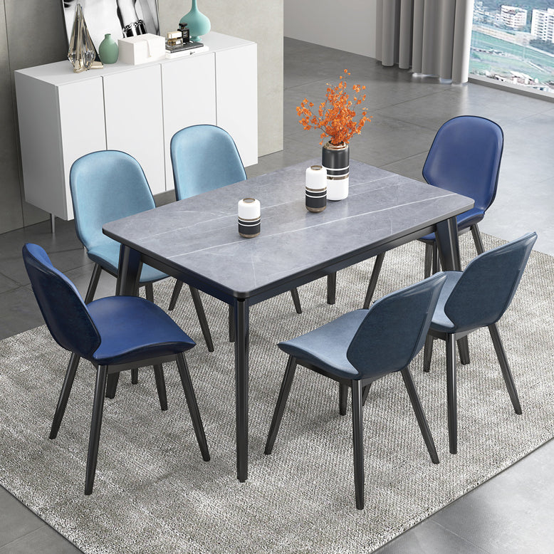 Rechteck Grauston -Esstisch gesinterte Steintisch modern mit 4 Beinen Sockel
