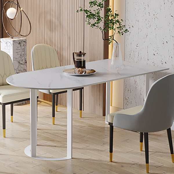 Mesa de comedor contemporánea Mesa de piedra sinterizada con base de trineo para cenar