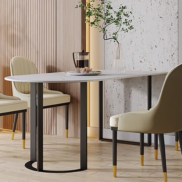 Mesa de comedor contemporánea Mesa de piedra sinterizada con base de trineo para cenar