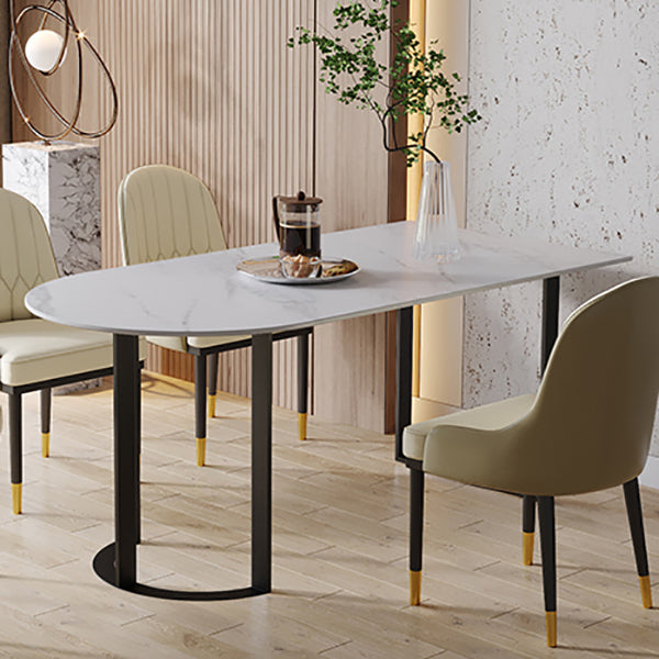 Mesa de comedor contemporánea Mesa de piedra sinterizada con base de trineo para cenar