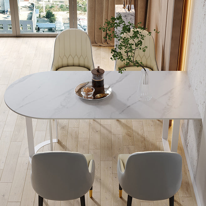 Mesa de comedor contemporánea Mesa de piedra sinterizada con base de trineo para cenar