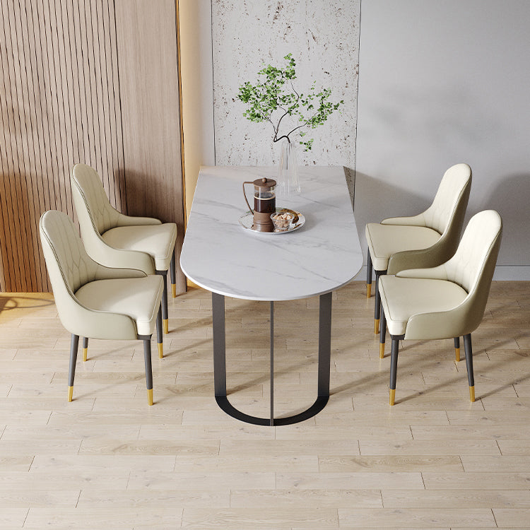 Mesa de comedor contemporánea Mesa de piedra sinterizada con base de trineo para cenar
