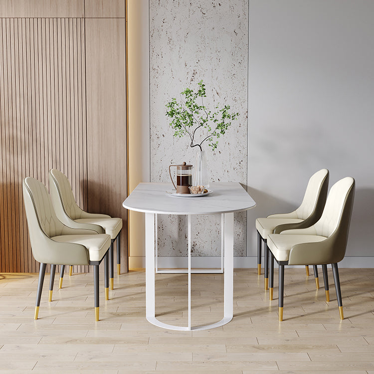 Mesa de comedor contemporánea Mesa de piedra sinterizada con base de trineo para cenar