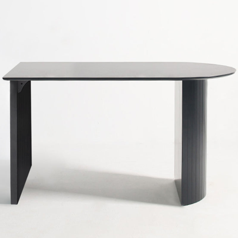 Eigentijdse eettafel gesinterde stenen tafel met dubbele voetstuk om te dineren