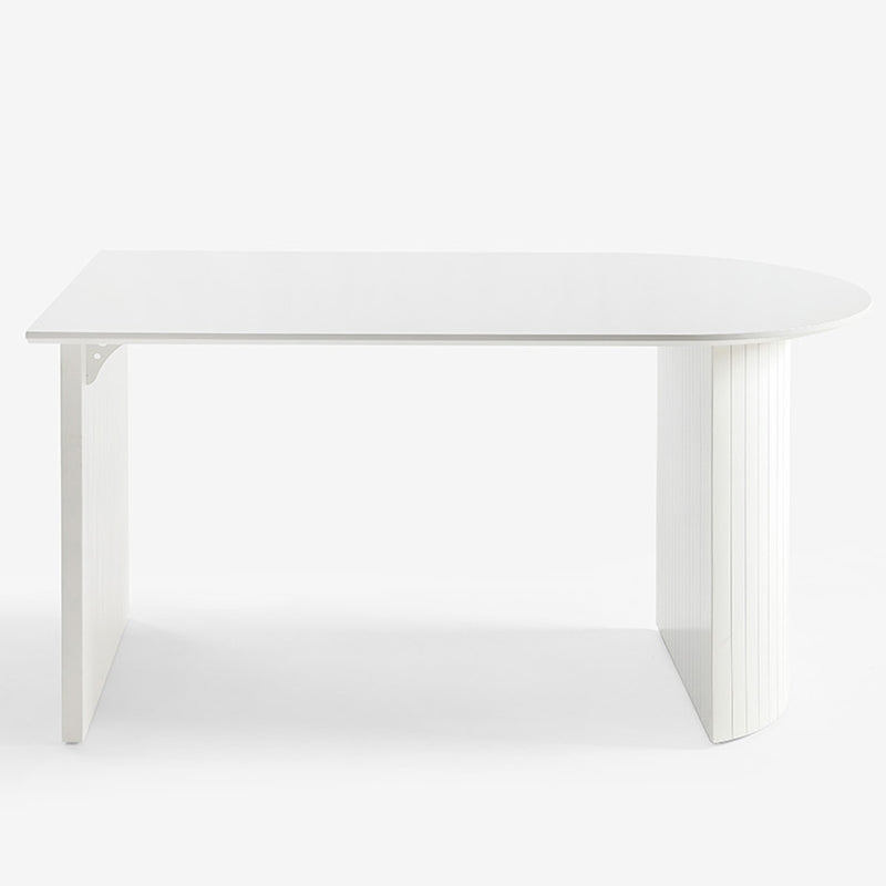 Eigentijdse eettafel gesinterde stenen tafel met dubbele voetstuk om te dineren