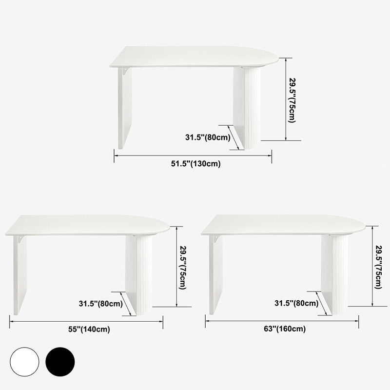 Eigentijdse eettafel gesinterde stenen tafel met dubbele voetstuk om te dineren
