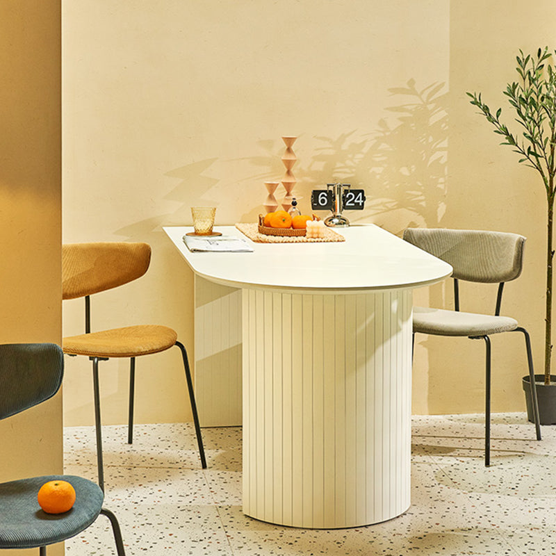 Eigentijdse eettafel gesinterde stenen tafel met dubbele voetstuk om te dineren