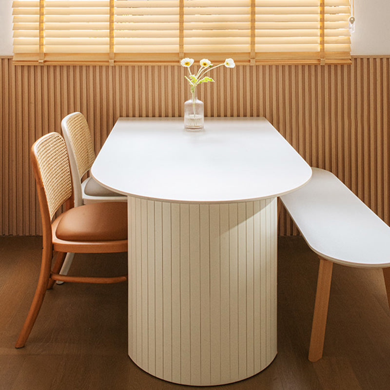 Eigentijdse eettafel gesinterde stenen tafel met dubbele voetstuk om te dineren