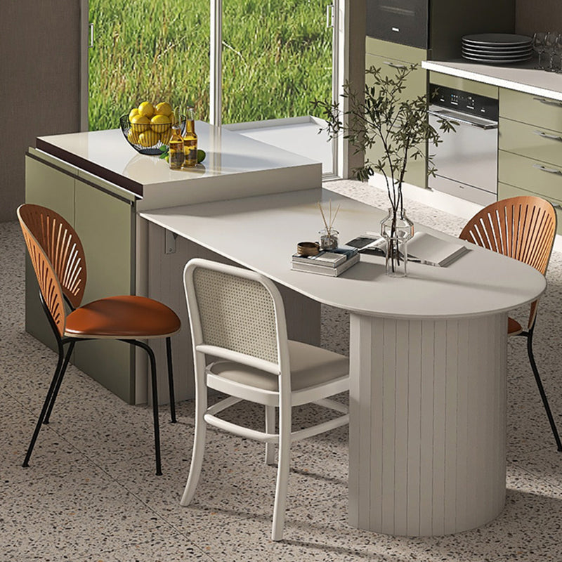 Eigentijdse eettafel gesinterde stenen tafel met dubbele voetstuk om te dineren