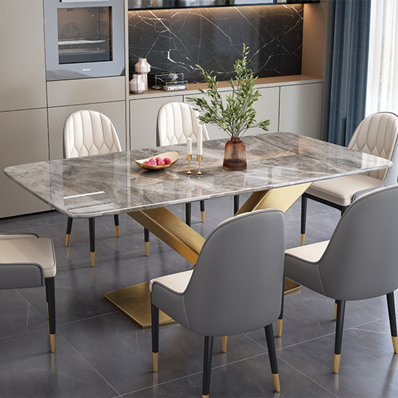 Witte eettafel van gesinterde steen Eenvoud Sokkeltafel voor eetkamer
