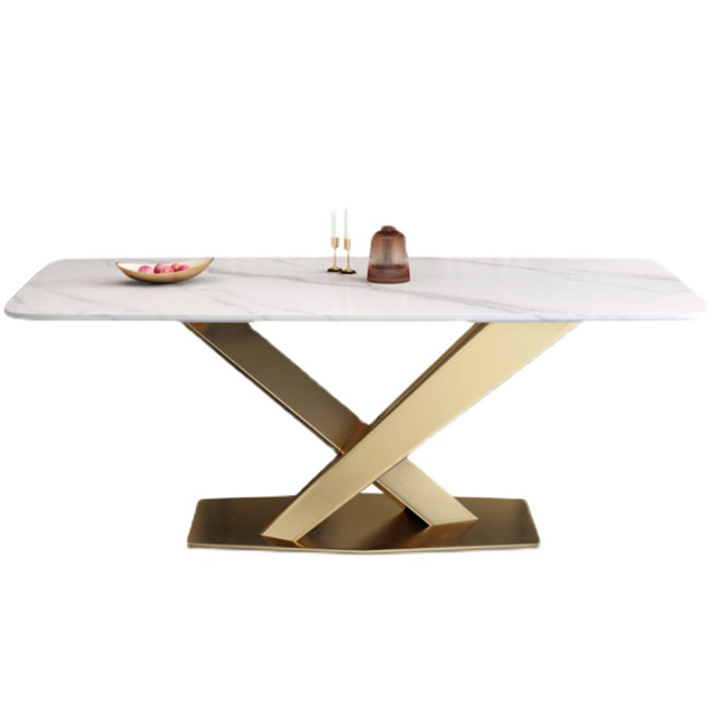 Witte eettafel van gesinterde steen Eenvoud Sokkeltafel voor eetkamer