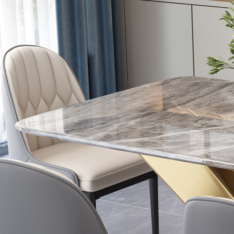 Witte eettafel van gesinterde steen Eenvoud Sokkeltafel voor eetkamer
