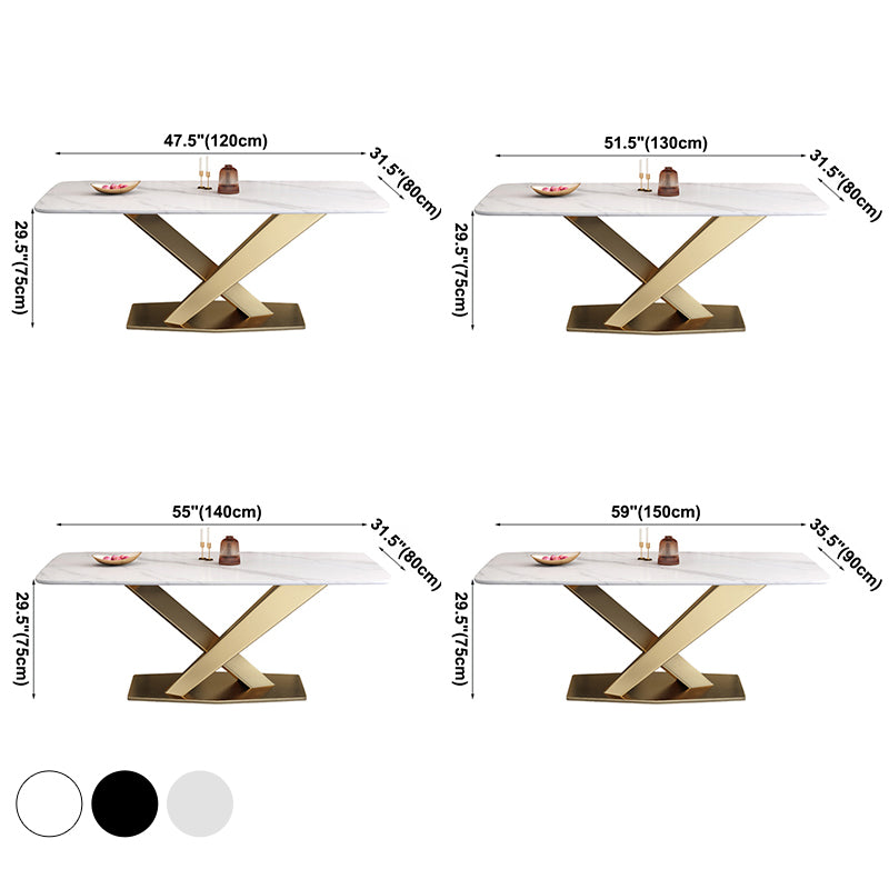 Witte eettafel van gesinterde steen Eenvoud Sokkeltafel voor eetkamer