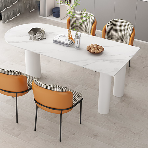 Gratis vorm 3 poten moderne stijl eettafel witte vaste tafel met gesinterde steen