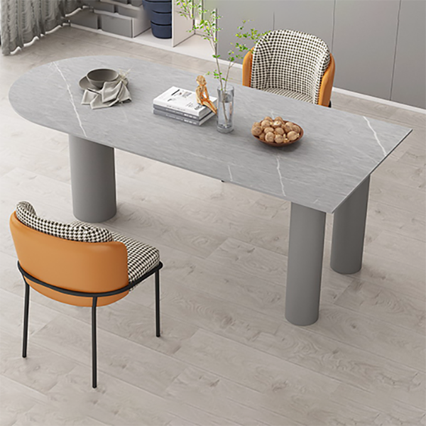 Gratis vorm 3 poten moderne stijl eettafel witte vaste tafel met gesinterde steen