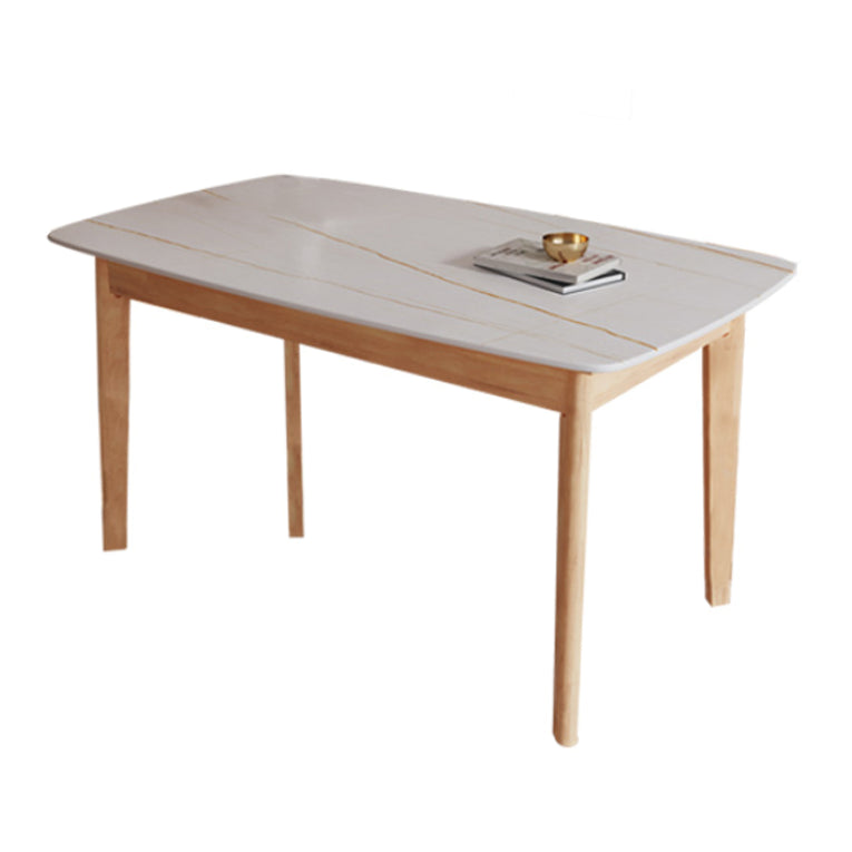 Minimalist Rectangle Shape Kitchen Dining Table Sintered Stone Top Dining Table with 4 Legs Base