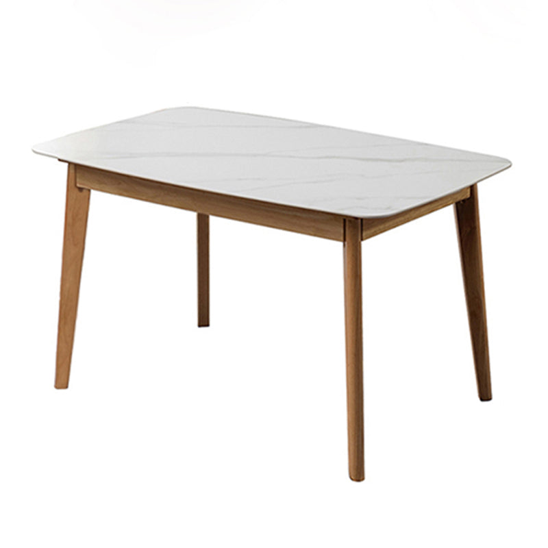 Minimalist Rectangle Shape Kitchen Dining Table Sintered Stone Top Dining Table with 4 Legs Base