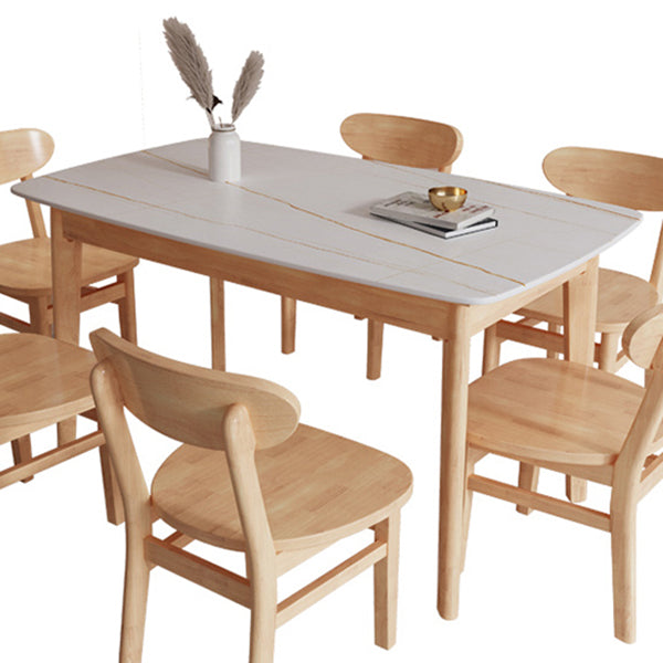 Minimalist Rectangle Shape Kitchen Dining Table Sintered Stone Top Dining Table with 4 Legs Base