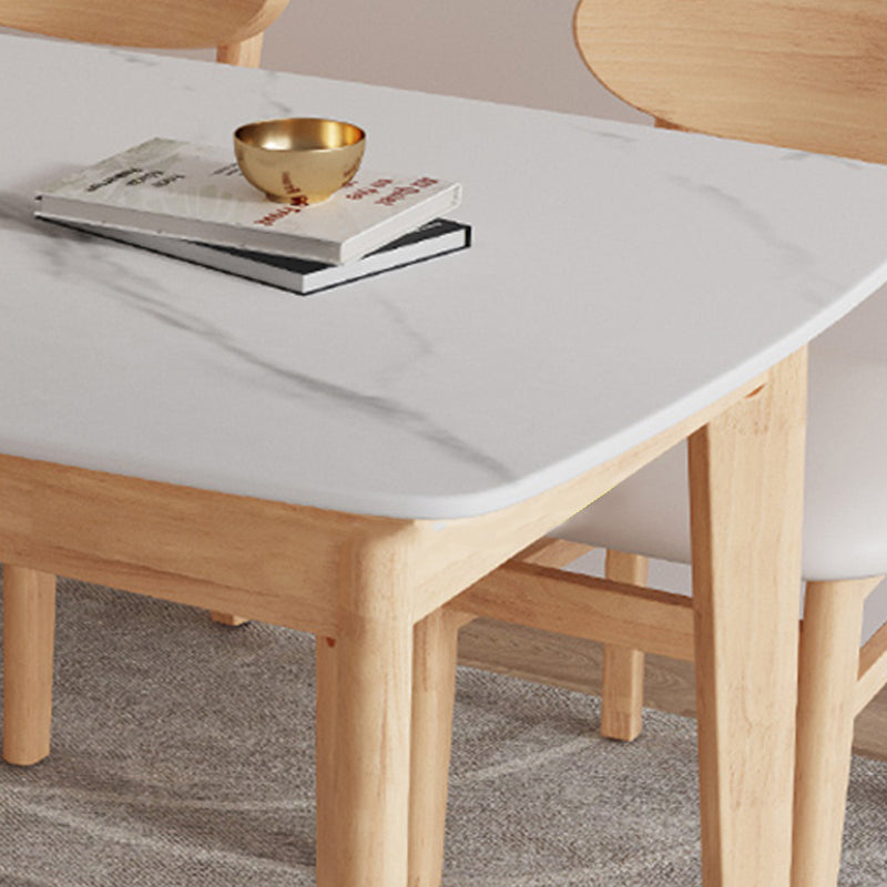 Minimalist Rectangle Shape Kitchen Dining Table Sintered Stone Top Dining Table with 4 Legs Base