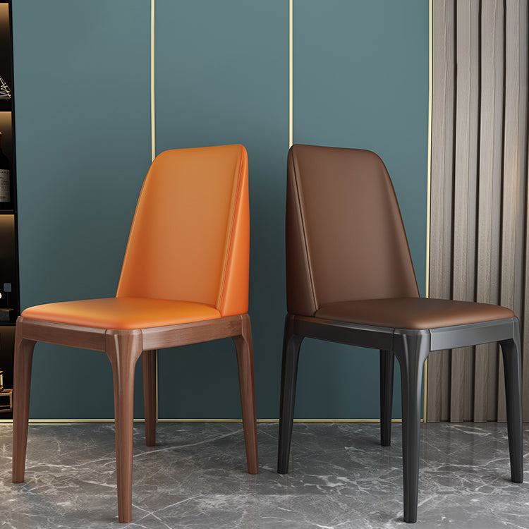 Scandinavian Style Wood Dining Side Chair Dining Room Armless Solid Back Chair