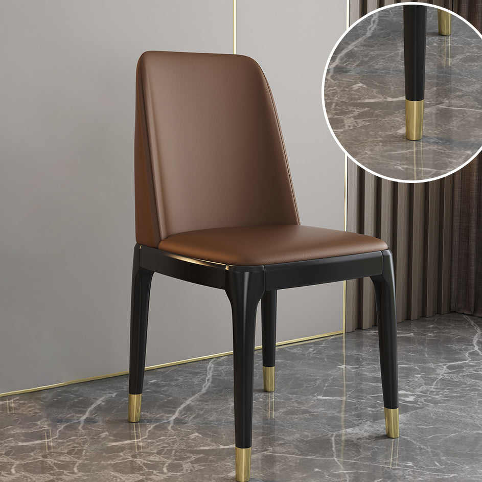 Scandinavian Style Wood Dining Side Chair Dining Room Armless Solid Back Chair