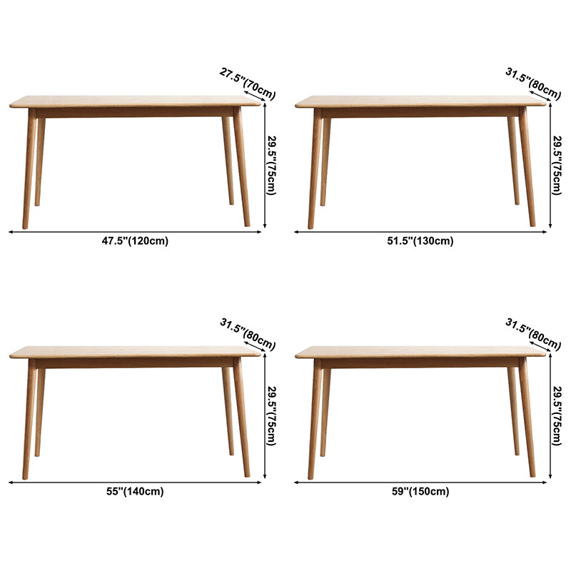 Table à manger décontractée rectangle Tone brune table fixe avec du bois massif en chêne