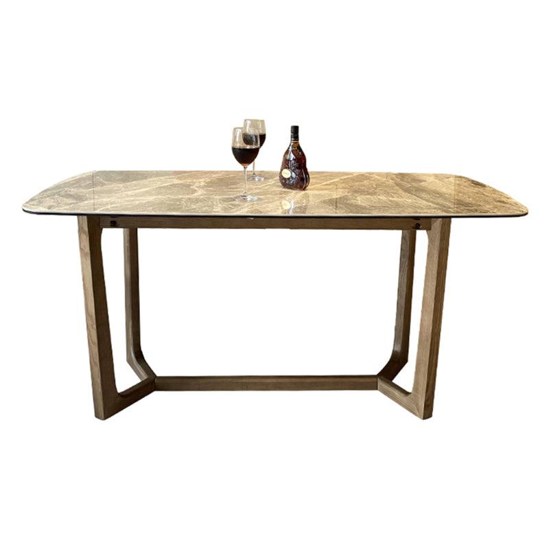 Mesa de comedor rectangular contemporánea de madera maciza mesa de piedra sinterizada para comedor para comedor