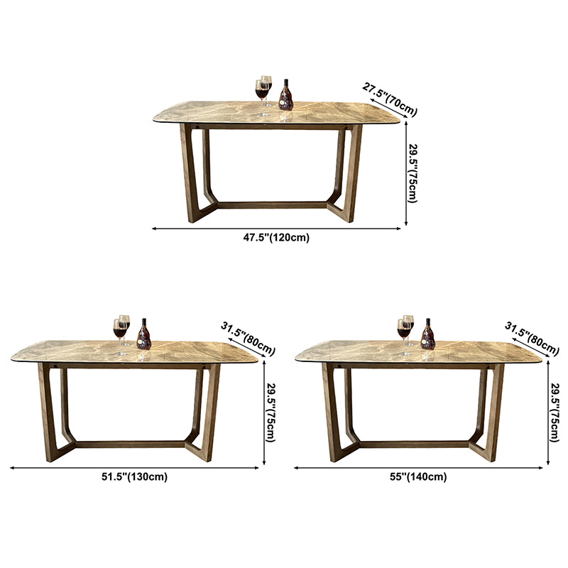 Mesa de comedor rectangular contemporánea de madera maciza mesa de piedra sinterizada para comedor para comedor