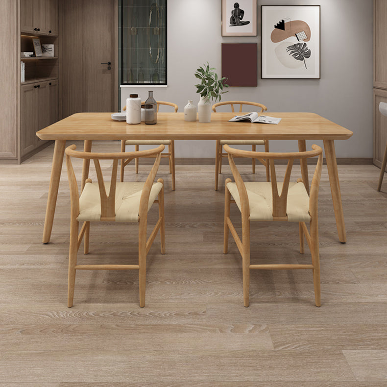 Simplicity Home Solid Wood Dining Table Rectangle Shape Dining Table with 4 Legs Base