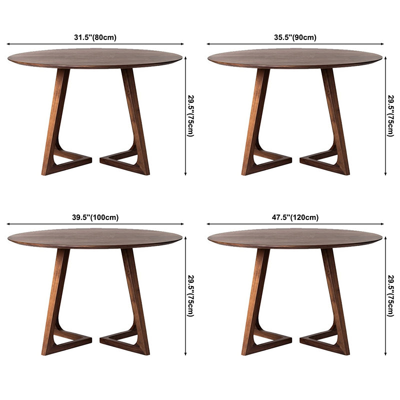 Round Pine Solid Wood Table Modern Dining Table with Double Pedestal for Restaurant