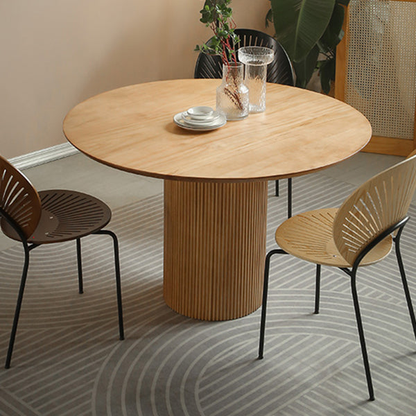 Pine Solid Wood Pedestal Dinette Table Simplicity Dining Table Round for Home