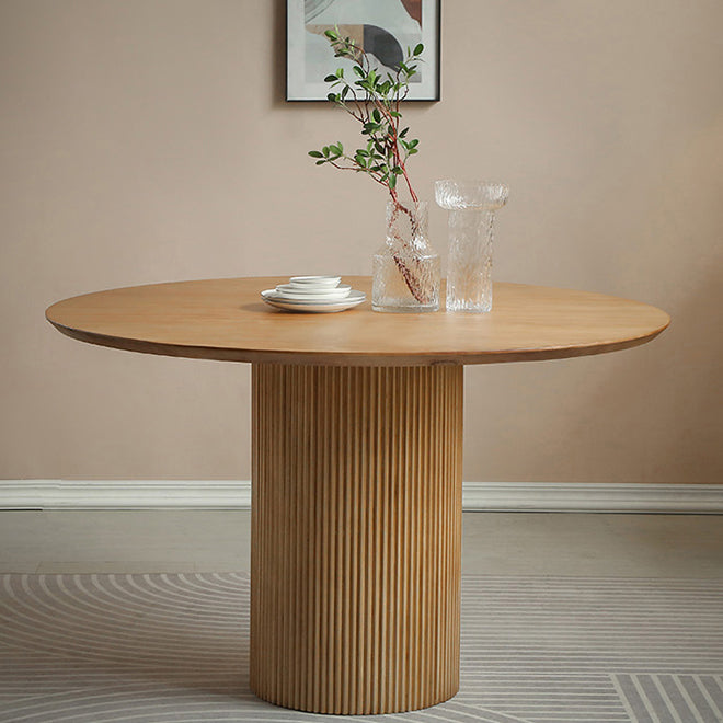Pine Solid Wood Pedestal Dinette Table Simplicity Dining Table Round for Home