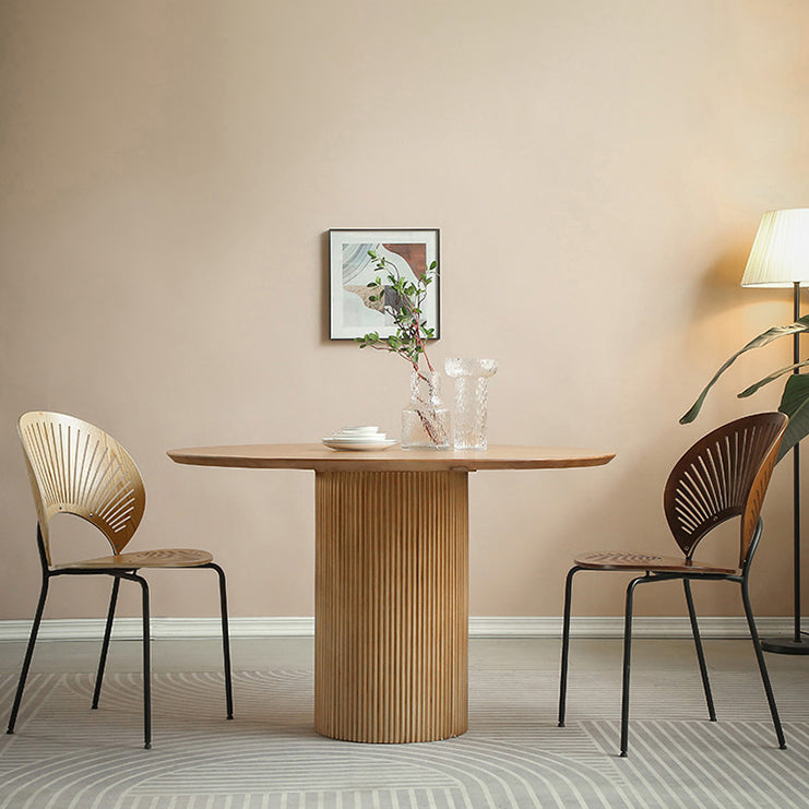 Pine Solid Wood Pedestal Dinette Table Simplicity Dining Table Round for Home