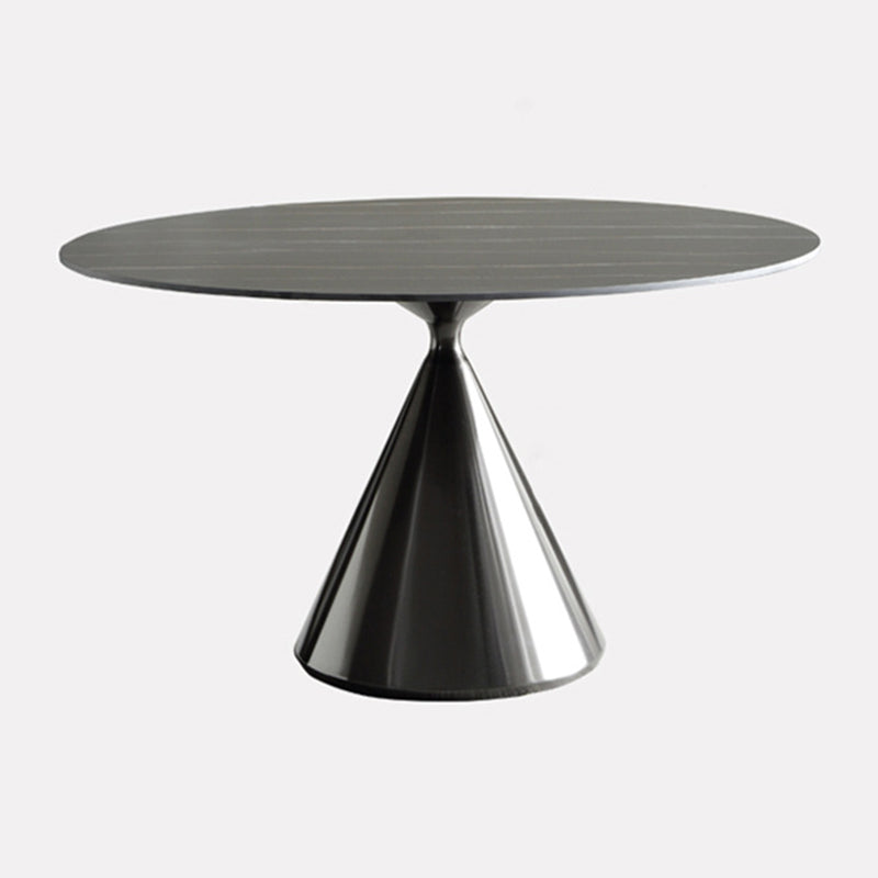 Sintered Stone Modern Round Dining Table Black Stone Top Table with Pedestal