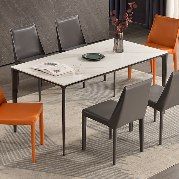 Contemporary Sintered Stone Dining Table 4 Legs Rectangular Table in White
