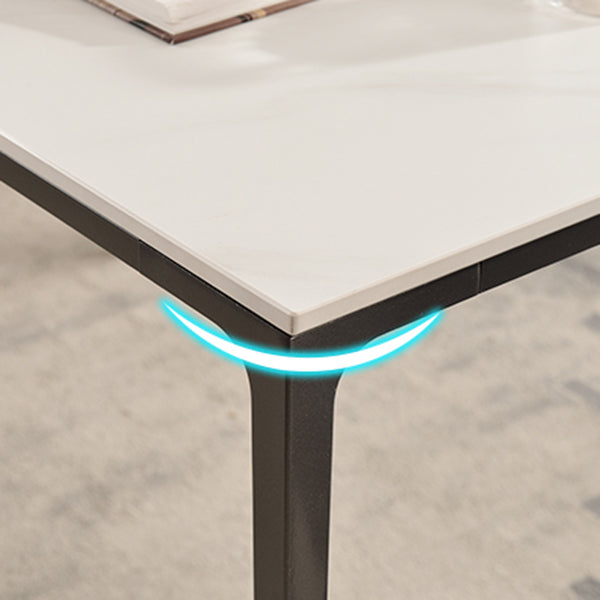 Contemporary Sintered Stone Dining Table 4 Legs Rectangular Table in White
