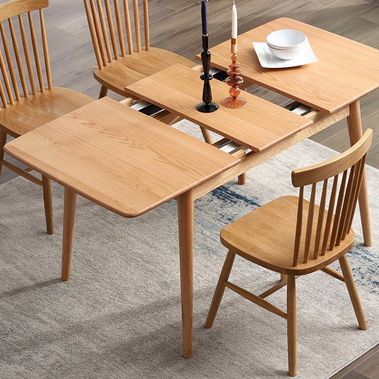 Contemporary Rectangle Dining Table Oak Solid Wood Table with 4 Legs for Dining Room