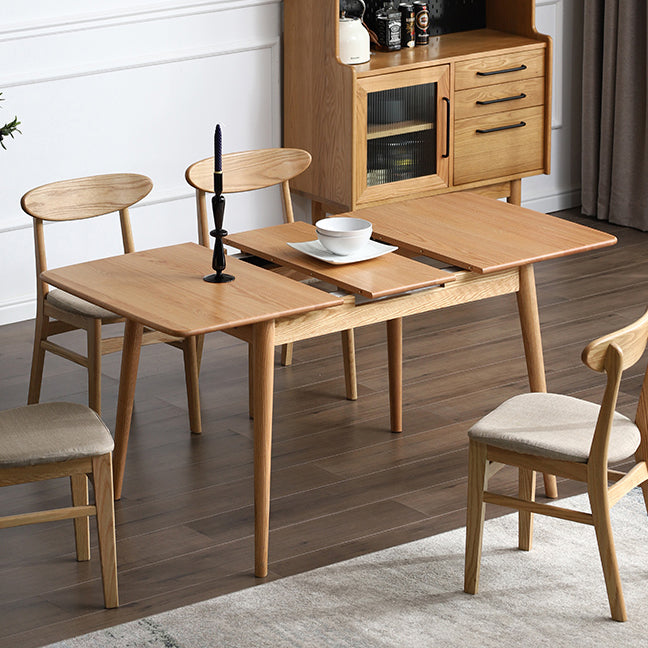 Contemporary Rectangle Dining Table Oak Solid Wood Table with 4 Legs for Dining Room