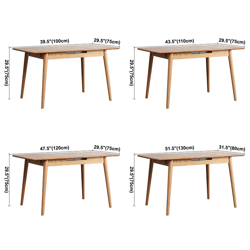 Contemporary Rectangle Dining Table Oak Solid Wood Table with 4 Legs for Dining Room