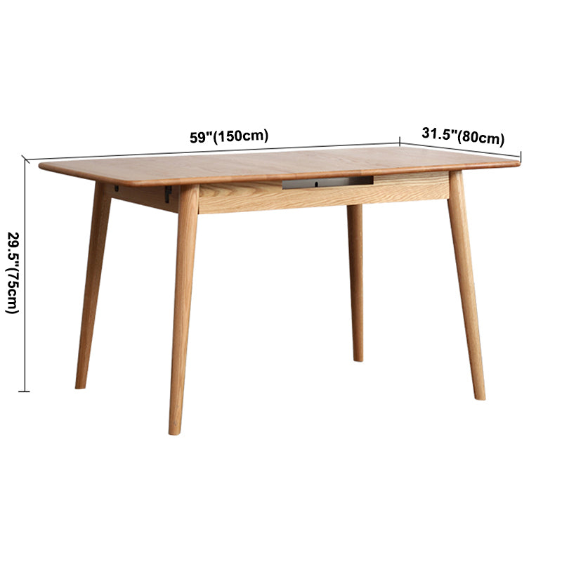 Contemporary Rectangle Dining Table Oak Solid Wood Table with 4 Legs for Dining Room